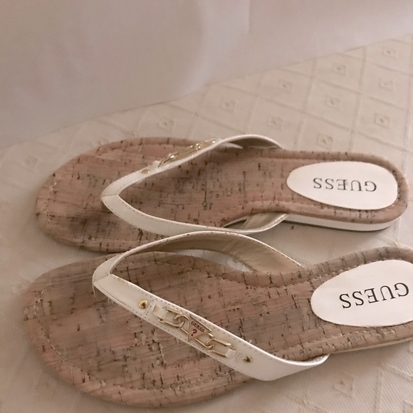 Closet Clean Out!! $10 Guess Cork Sandles / Size 7 / White - Picture 1 of 4